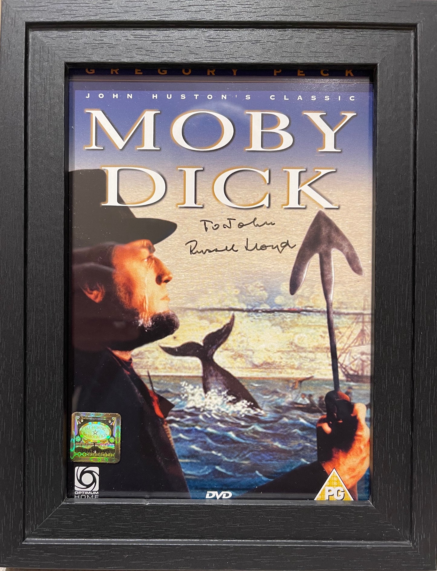 RUSSELL LLOYD HAND SIGNED 'MOBY DICK' DVD COVER WITH COA