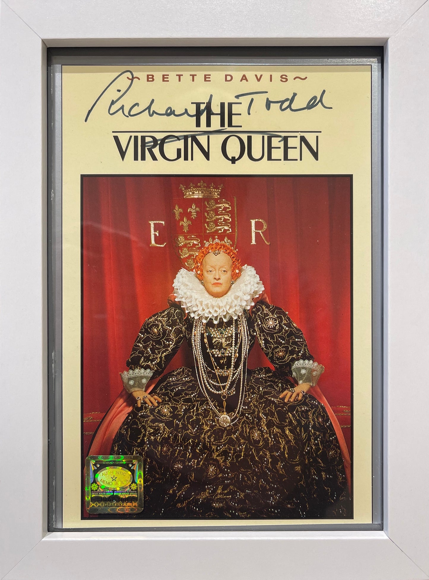 RICHARD TODD 'THE VIRGIN QUEEN' HAND SIGNED VIDEO COVER WITH COA