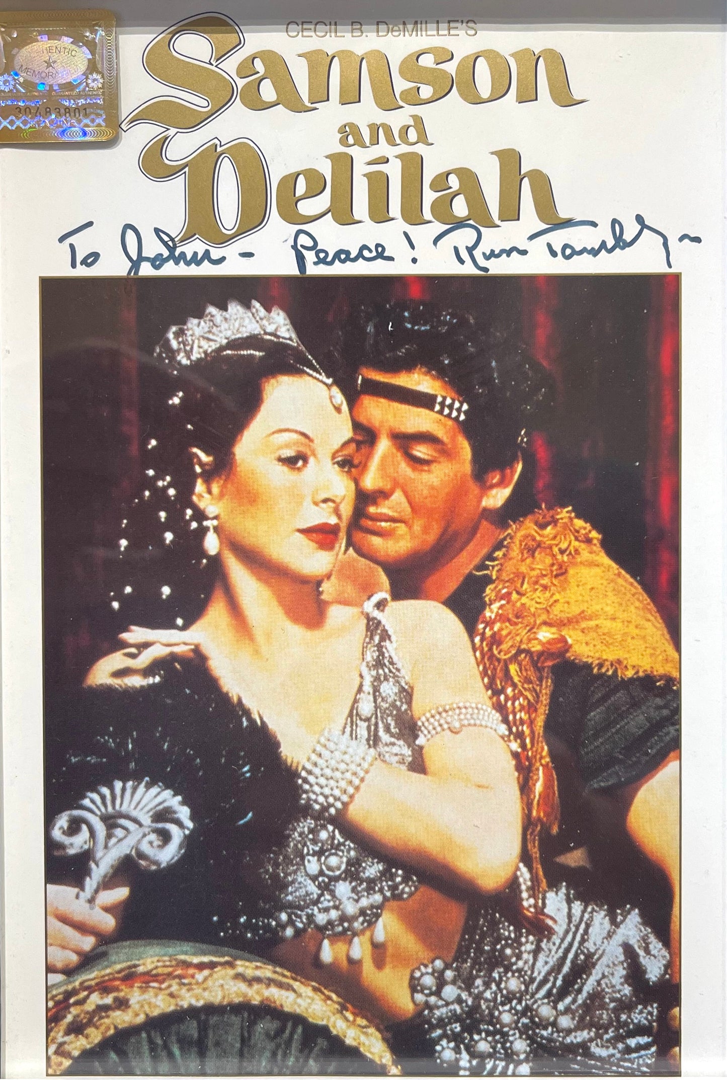 RUSS TAMBLYN 'SAMSON AND DELILAH' HAND SIGNED VIDEO COVER WITH COA