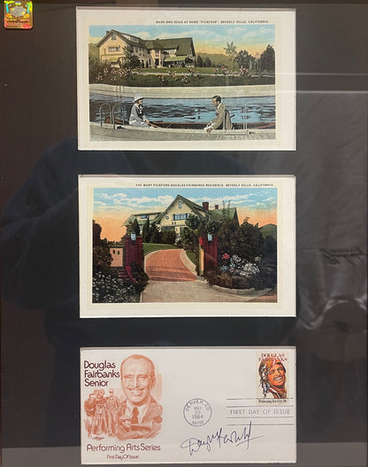 DOUGLAS FAIRBANKS JUNIOR HAND SIGNED FDC PRESENTATION WITH COA