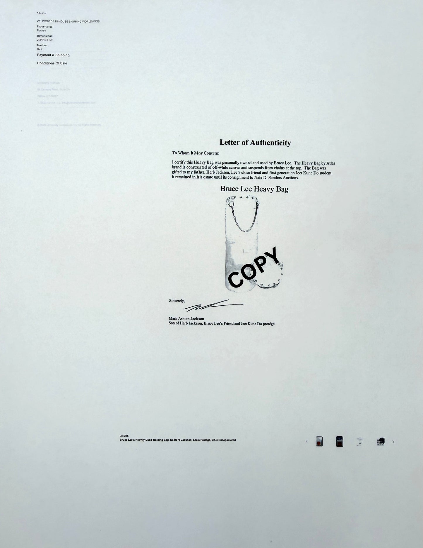 Bruce Lee; An Actual Piece Of His Used Kick Bag Relic FDC, Framed 40cm x 30cm, John Reznikoff COA