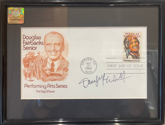 DOUGLAS FAIRBANKS JUNIOR HAND SIGNED FDC PRESENTATION WITH COA