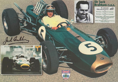 Sir Jack Brabham, Hand Signed Framed 40cm x 30cm 'Team Brabham' F1 Photo With COA