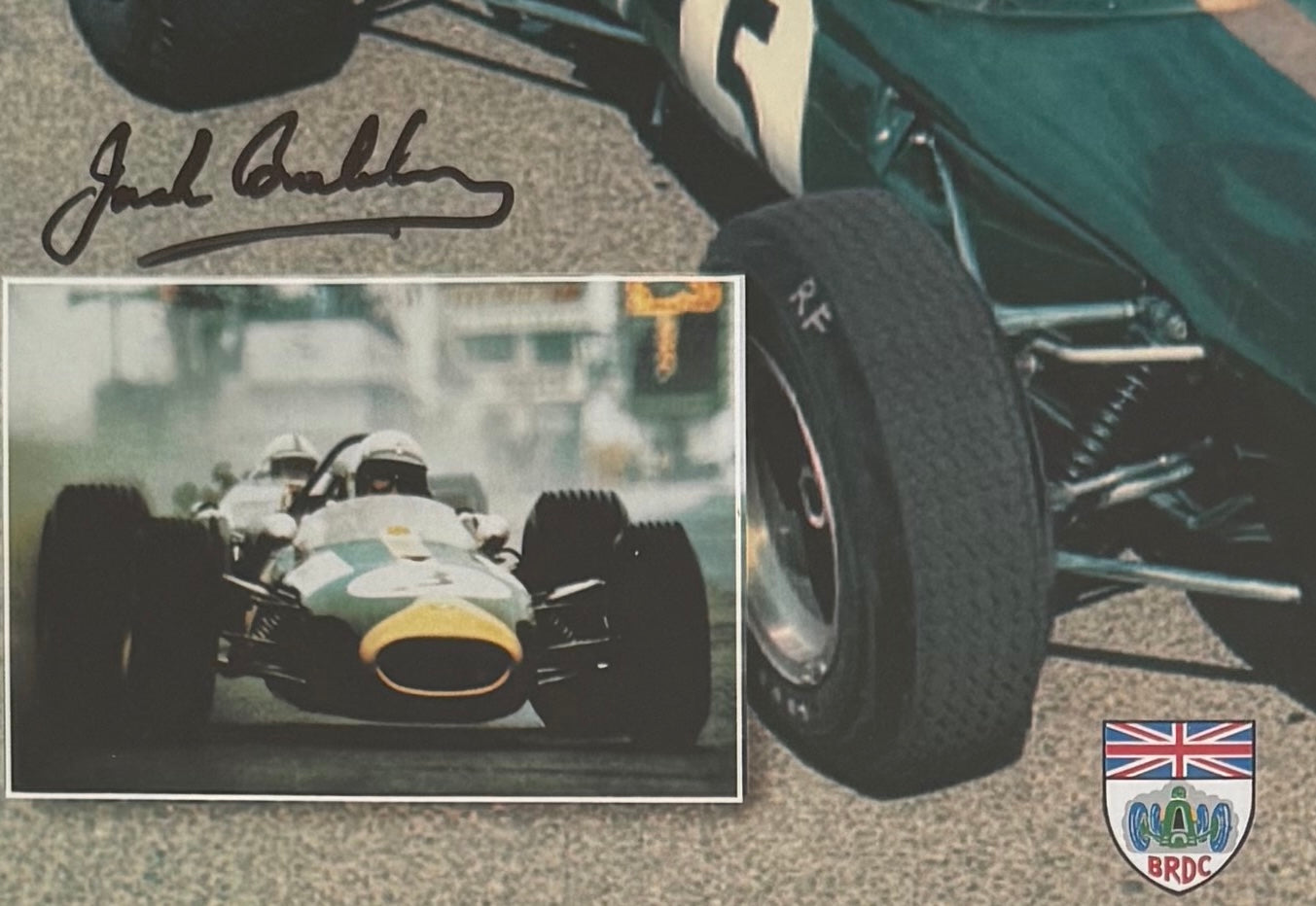 Sir Jack Brabham, Hand Signed Framed 40cm x 30cm 'Team Brabham' F1 Photo With COA