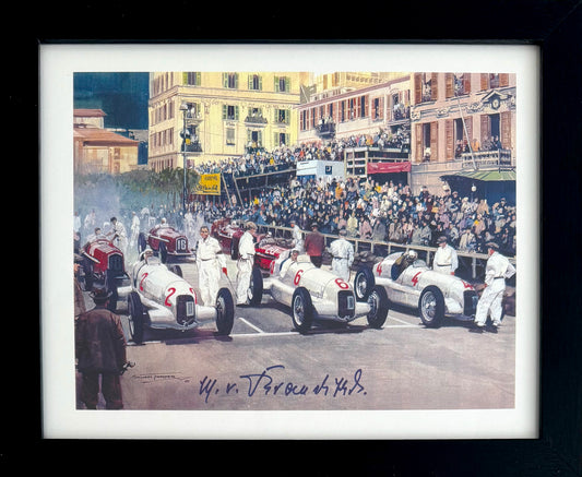 Manfred Von Brauchtisch Former Mercedes F1 Driver, Hand Signed Photo Presentation With COA