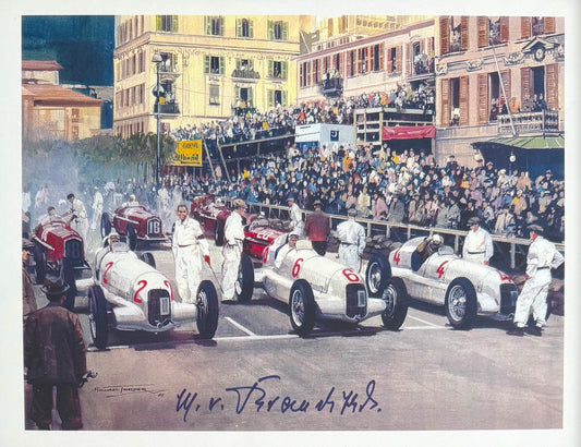 Manfred Von Brauchtisch Former Mercedes F1 Driver, Hand Signed Photo Presentation With COA