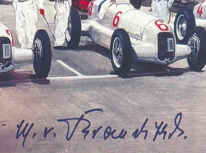 Manfred Von Brauchtisch Former Mercedes F1 Driver, Hand Signed Photo Presentation With COA