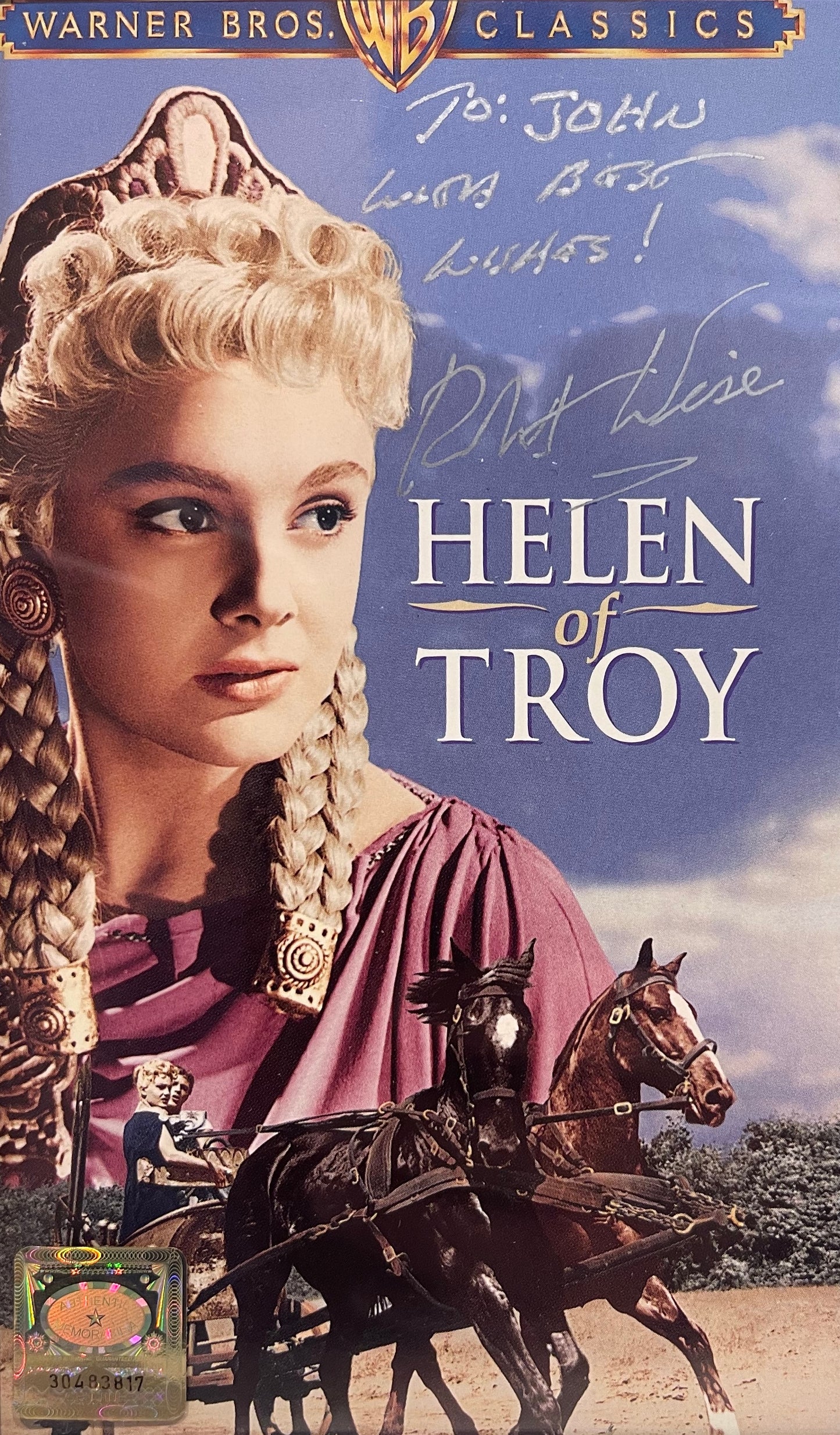 ROBERT WISE DIRECTOR HAND SIGNED 'HELEN OF TROY' VIDEO COVER WITH COA