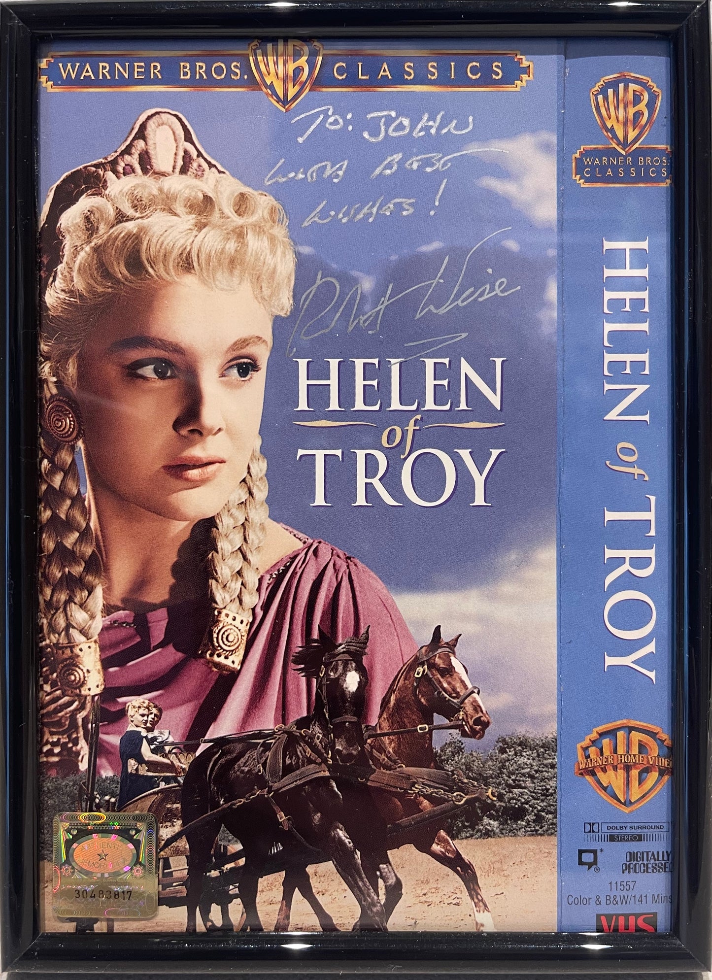 ROBERT WISE DIRECTOR HAND SIGNED 'HELEN OF TROY' VIDEO COVER WITH COA