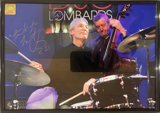 CHARLIE WATTS ROLLING STONES HAND SIGNED PHOTO WITH COA