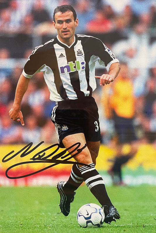 NIKOS DABIZAS NEWCASTLE UNITED HAND SIGNED PHOTO WITH BARRY VENISON SIGNED COA