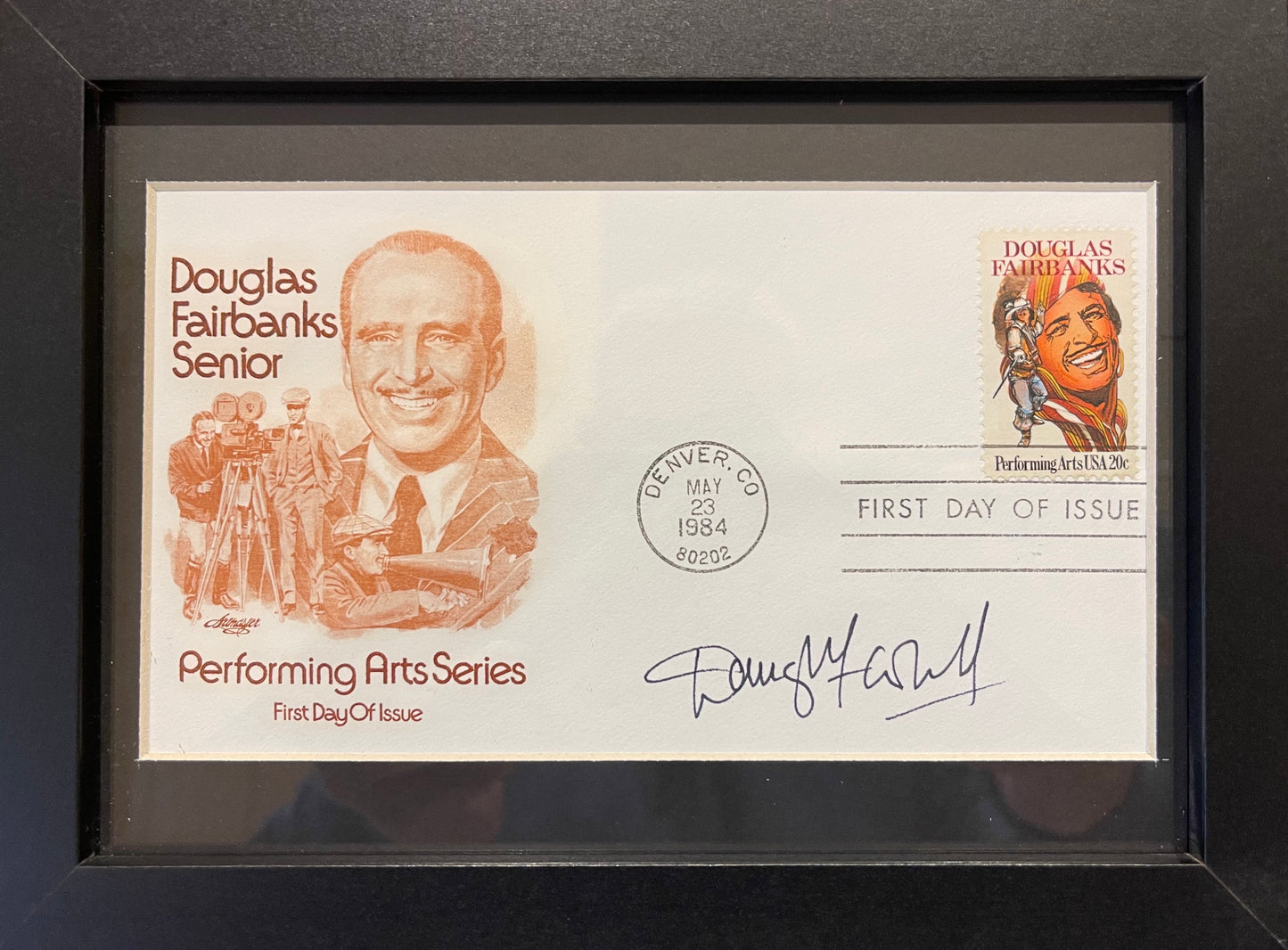 DOUGLAS FAIRBANKS JUNIOR HAND SIGNED FDC PRESENTATION