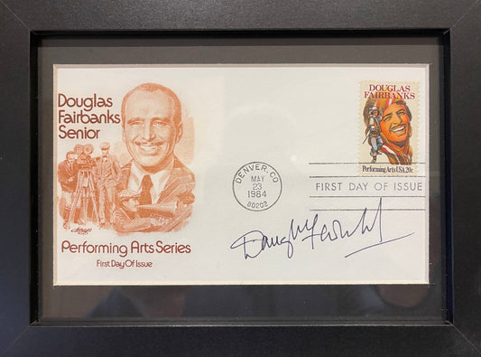 DOUGLAS FAIRBANKS JUNIOR HAND SIGNED FDC PRESENTATION WITH COA