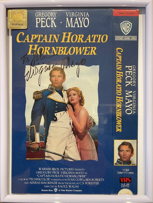 VIRGINIA MAYO HAND SIGNED 'CAPTAIN HORATIO HORNBLOWER' VIDEO COVER WITH COA