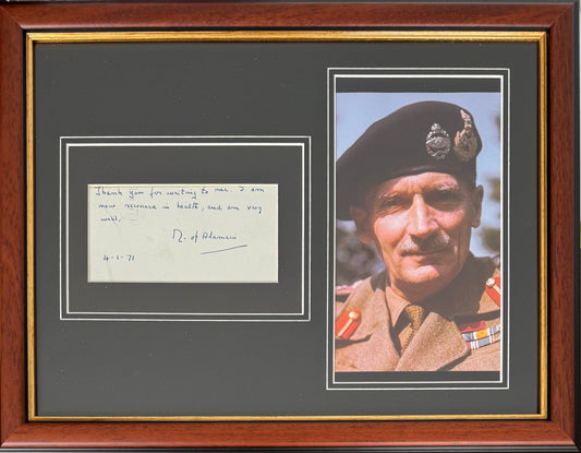 Viscount Montgomery of Alamein, 'Monty' Hand Signed Letter Presentation & COA