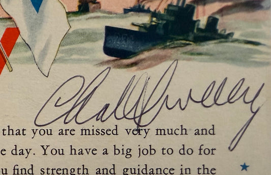 Charles Sweeney, Bockscar Nagasaki Atomic Bomb Pilot, Hand Signed Postcard & John Reznikoff COA