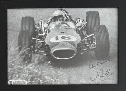Sir Jack Brabham, Hand Signed Framed 30cm x 20cm F1 Magazine Photo With COA