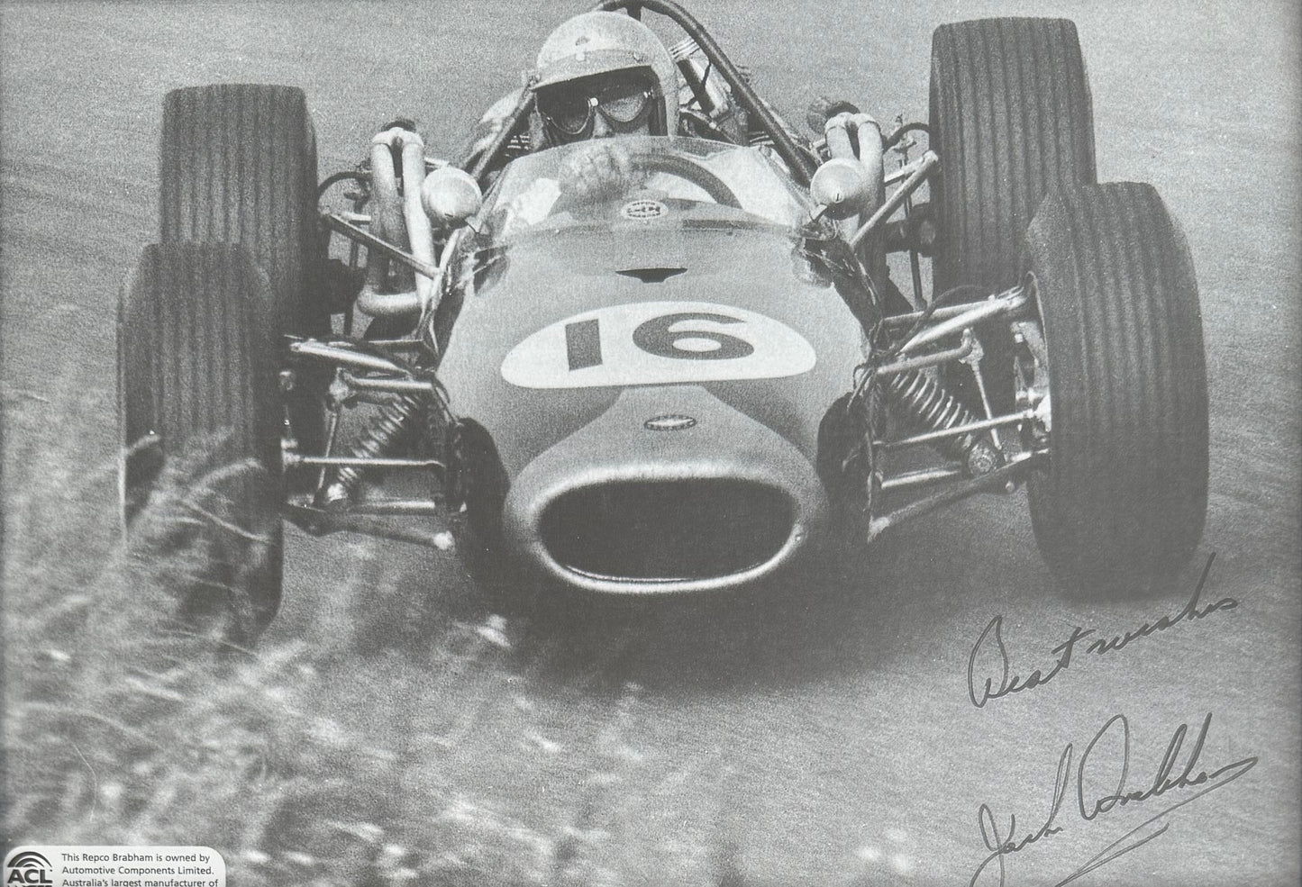 Sir Jack Brabham, Hand Signed Framed 30cm x 20cm F1 Magazine Photo With COA