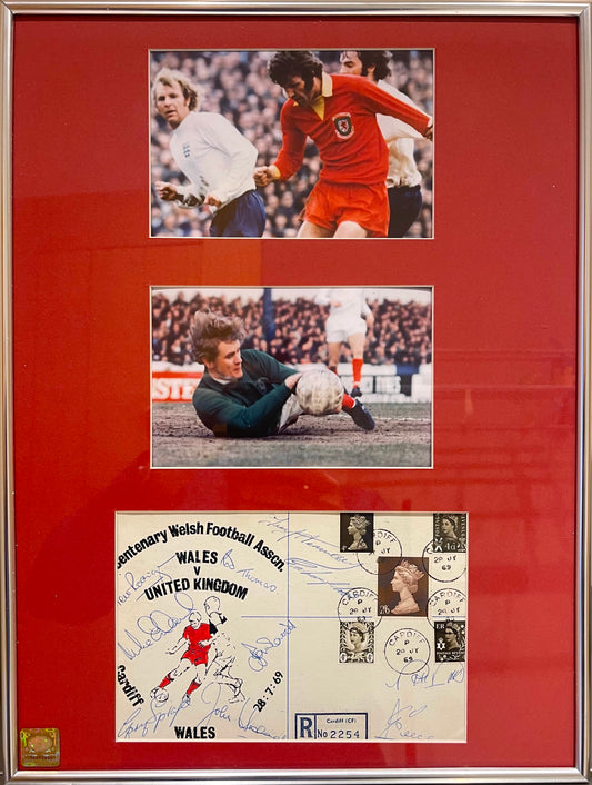 JOHN TOSHACK AND MULTI WALES PLAYER SIGNED FRAMED FDC WITH COA