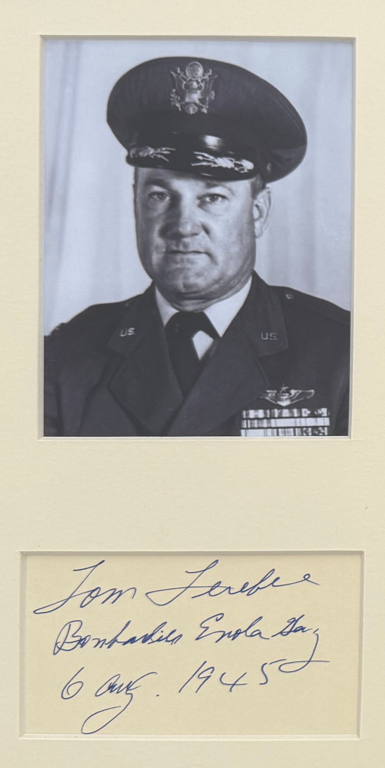 Thomas Ferebee, Enola Gay Atomic Bomb Bombardier, Hand Signed Card & JG COA