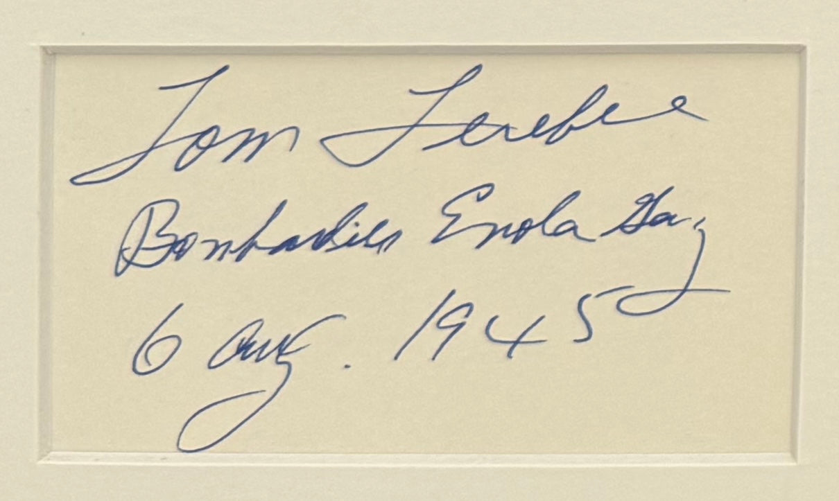 Thomas Ferebee, Enola Gay Atomic Bomb Bombardier, Hand Signed Card & JG COA