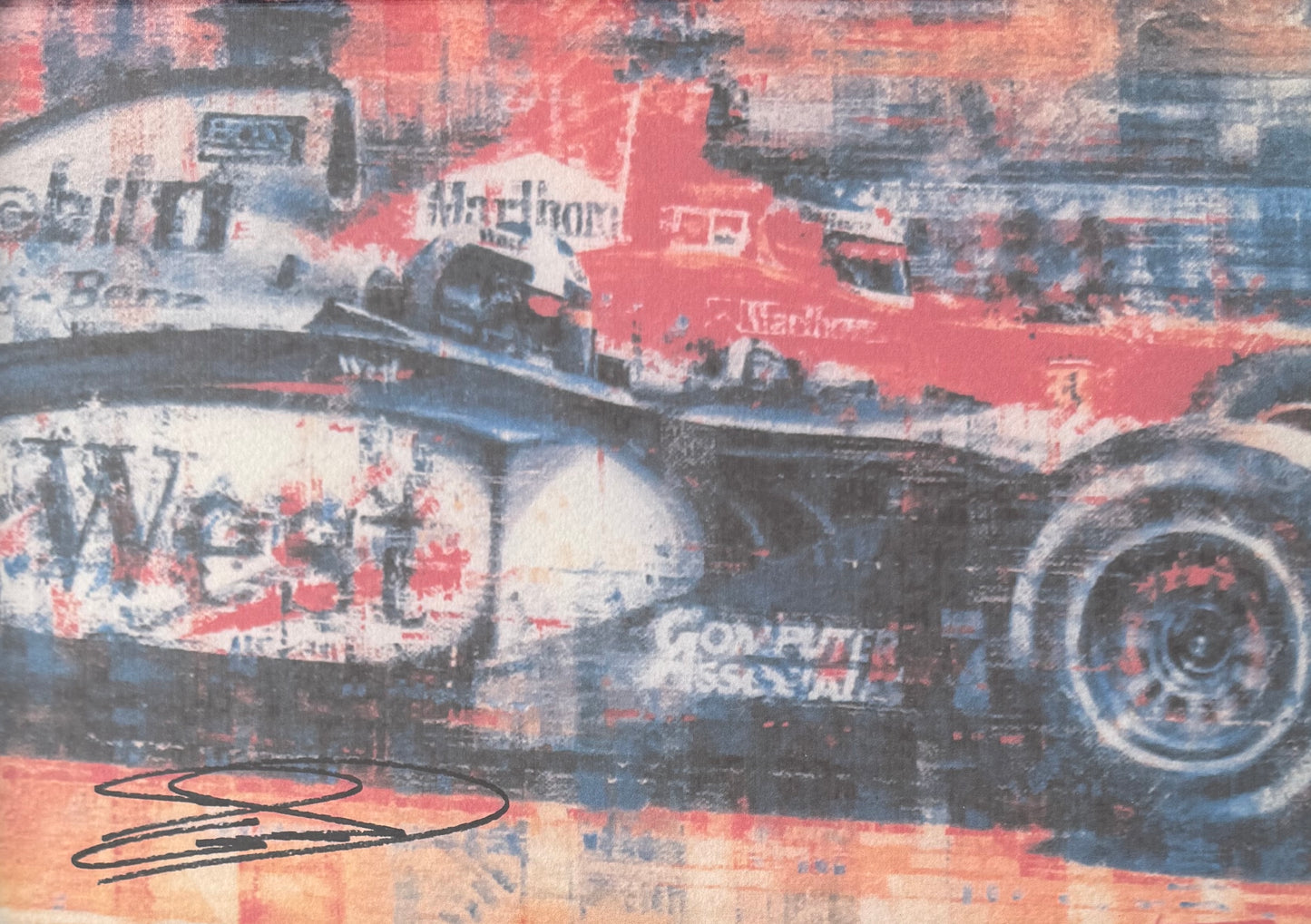 David Coulthard, Hans Signed Framed 30cm x 25xm Art Image & COA