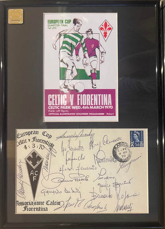 CELTIC V FIORENTINA 1970 EUROPEAN CUP FULLY SIGNED FIORENTINA FDC WITH COA