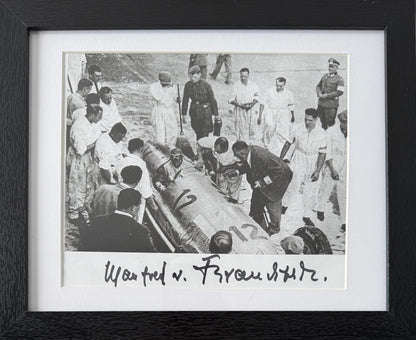 Manfred Von Brauchtisch Former Mercedes F1 Driver, Hand Signed Photo Presentation With COA