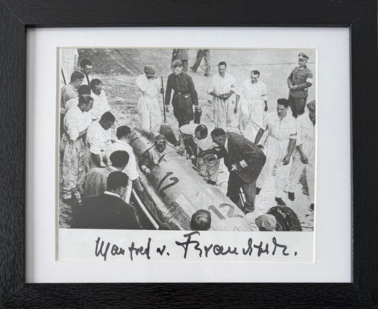 Manfred Von Brauchtisch Former Mercedes F1 Driver, Hand Signed Photo Presentation With COA