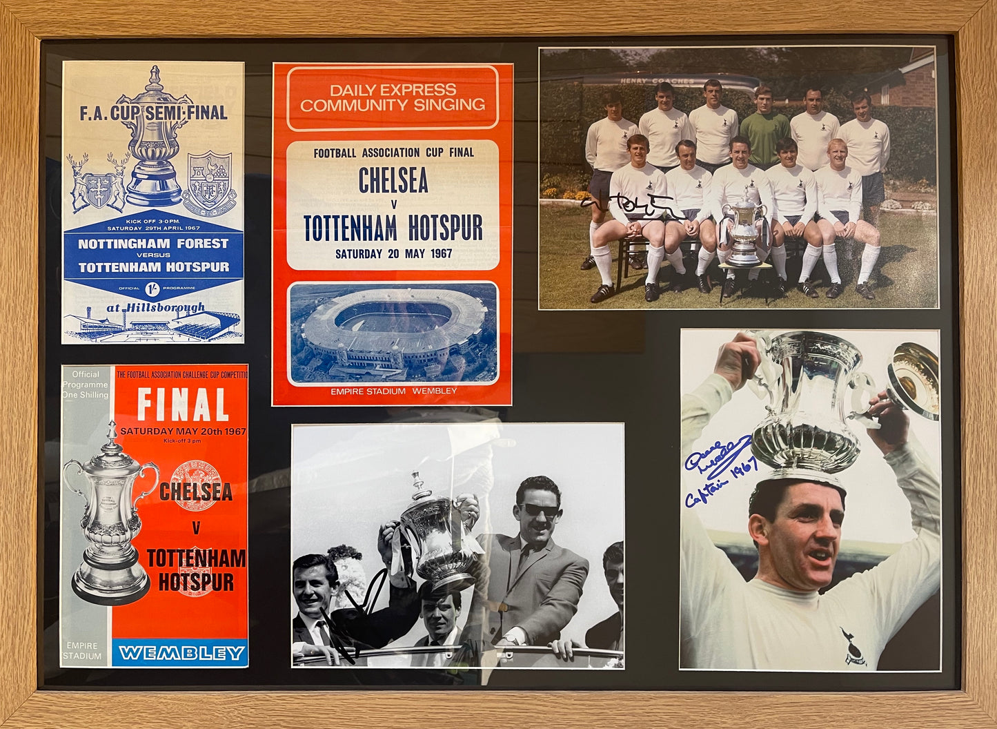 DAVE MACKAY, JIMMY ROBERTSON, ALAN MULLERY HAND SIGNED FA CUP PRESENTATION WITH COA