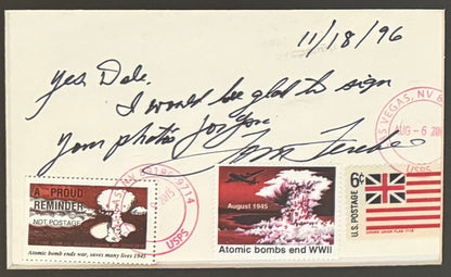 Thomas Ferebee, Enola Gay Atomic Bomb Bombardier, Hand Signed FDC & COA