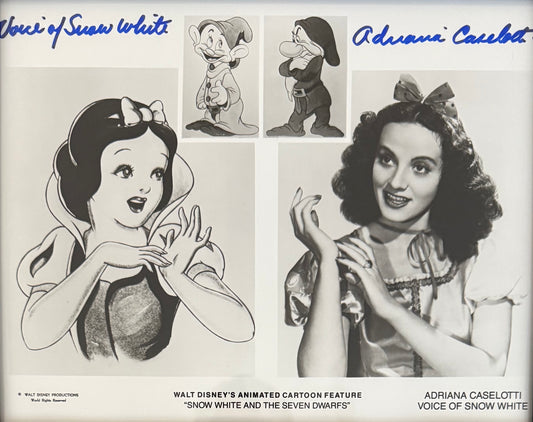Adriana Caselotti, Original Disney Snow White Actress, Hand Signed Framed Photo & COA