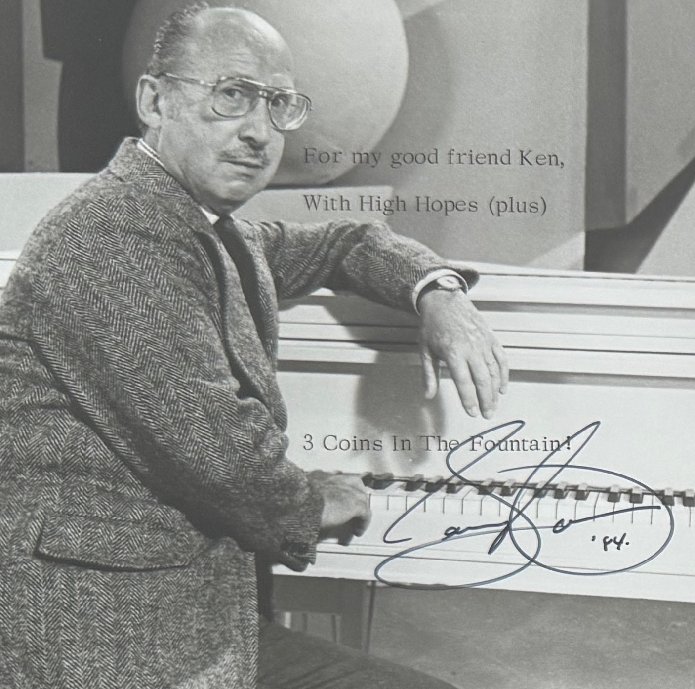 Sammy Cahn, Musician, Hand Signed Framed 25cm x 20cm Original Photo Presentation & COA
