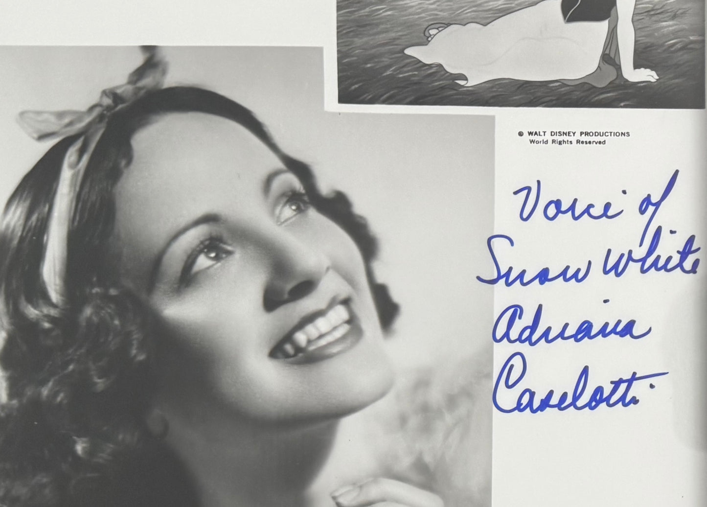 Adriana Caselotti, Original Disney Snow White Actress, Hand Signed Framed Photo & COA