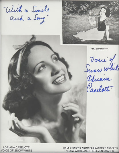 Adriana Caselotti, Original Disney Snow White Actress, Hand Signed Framed Photo & COA