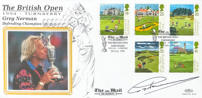 Greg Norman, Golf Legend, Hand Signed First Day Cover FDC 40cm x 30cm Framed With COA