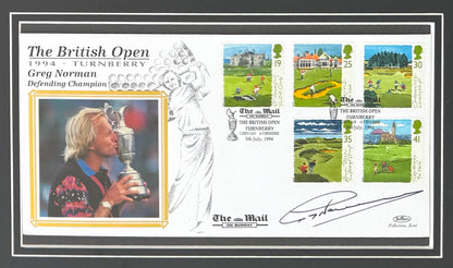 Greg Norman, Golf Legend, Hand Signed First Day Cover FDC 40cm x 30cm Framed With COA