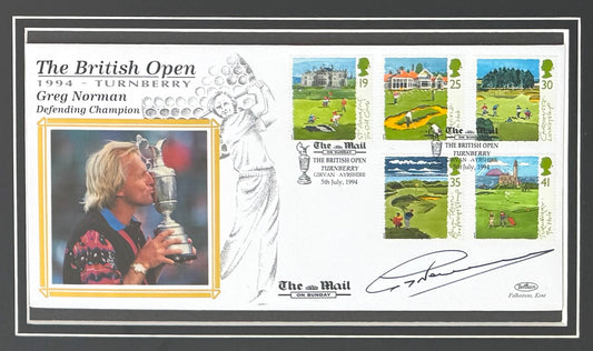 Greg Norman, Golf Legend, Hand Signed First Day Cover FDC 40cm x 30cm Framed With COA