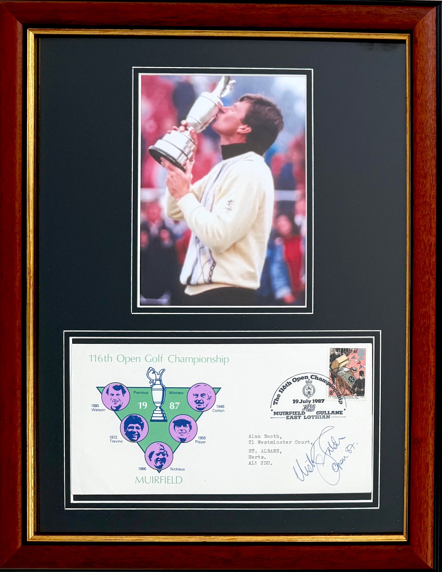 Nick Faldo, 'The Open' Golf Legend, Hand Signed First Day Cover FDC 40cm x 30cm Framed & COA