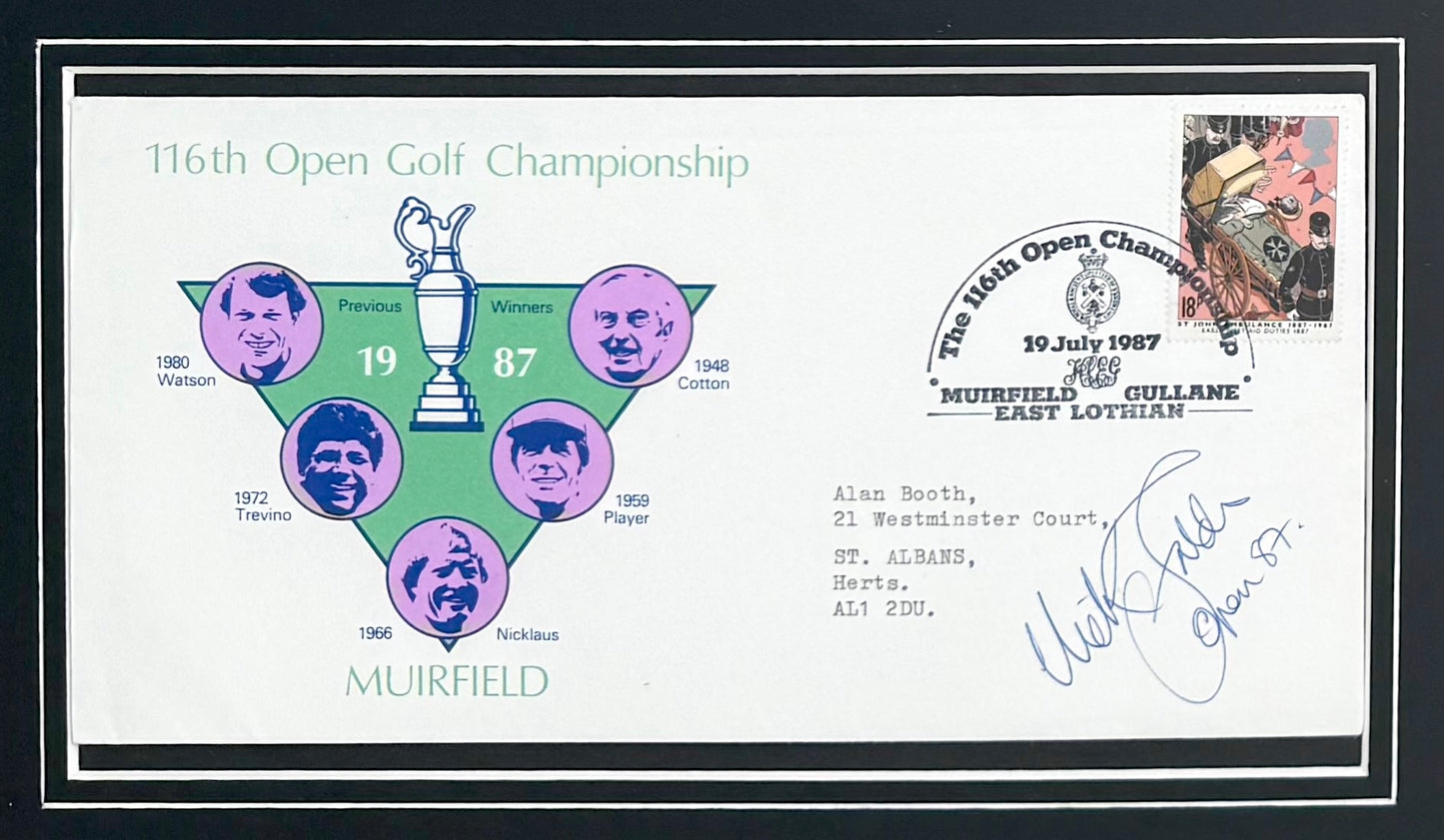 Nick Faldo, 'The Open' Golf Legend, Hand Signed First Day Cover FDC 40cm x 30cm Framed & COA