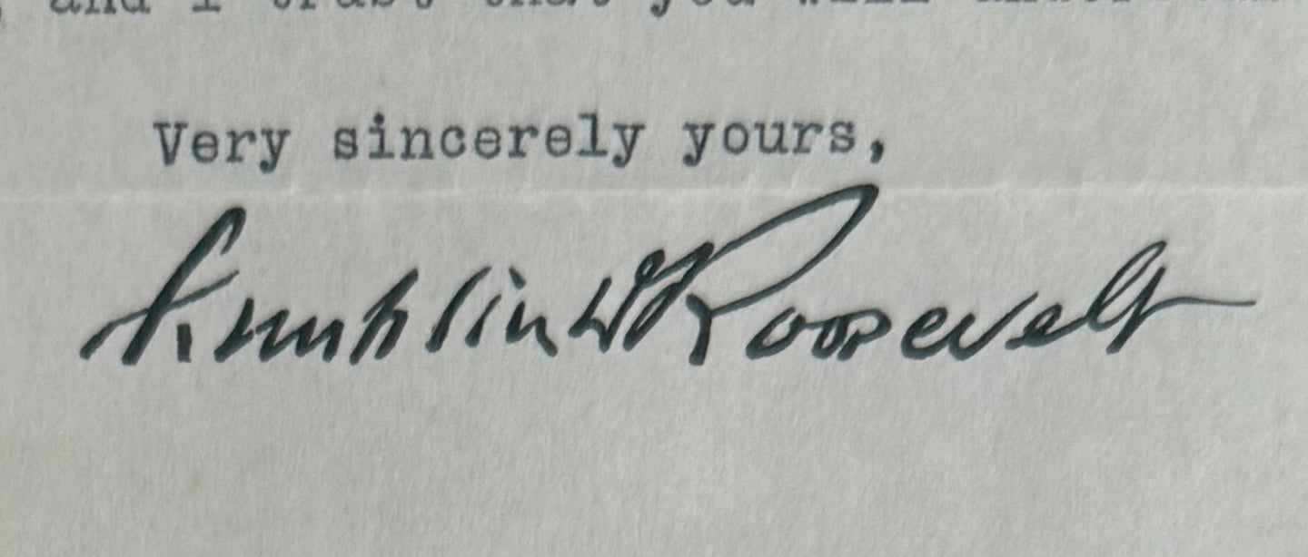 Franklin D. Roosevelt, 32nd American President, Hand Signed Letter Presentation, With COA