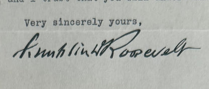 Franklin D. Roosevelt, 32nd American President, Hand Signed Letter Presentation, With COA
