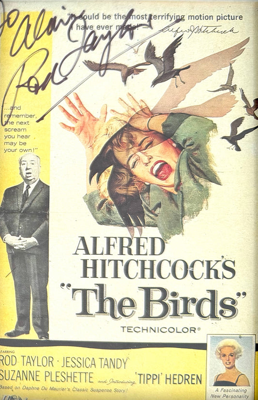 Rod Taylor, Iconic Australian Actor, Hand Signed Framed Official 'The Birds' Postcard With COA