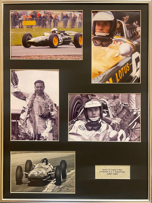 JIM CLARKE F1 LOTUS LEGEND HAND SIGNED POSTCARD PRESENTATION WITH COA