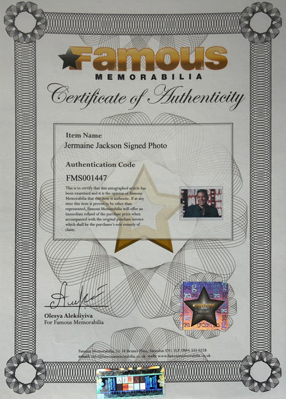 Jermaine Jackson, Singer, Actor, Hand Signed 25cm x 20cm Photo COA