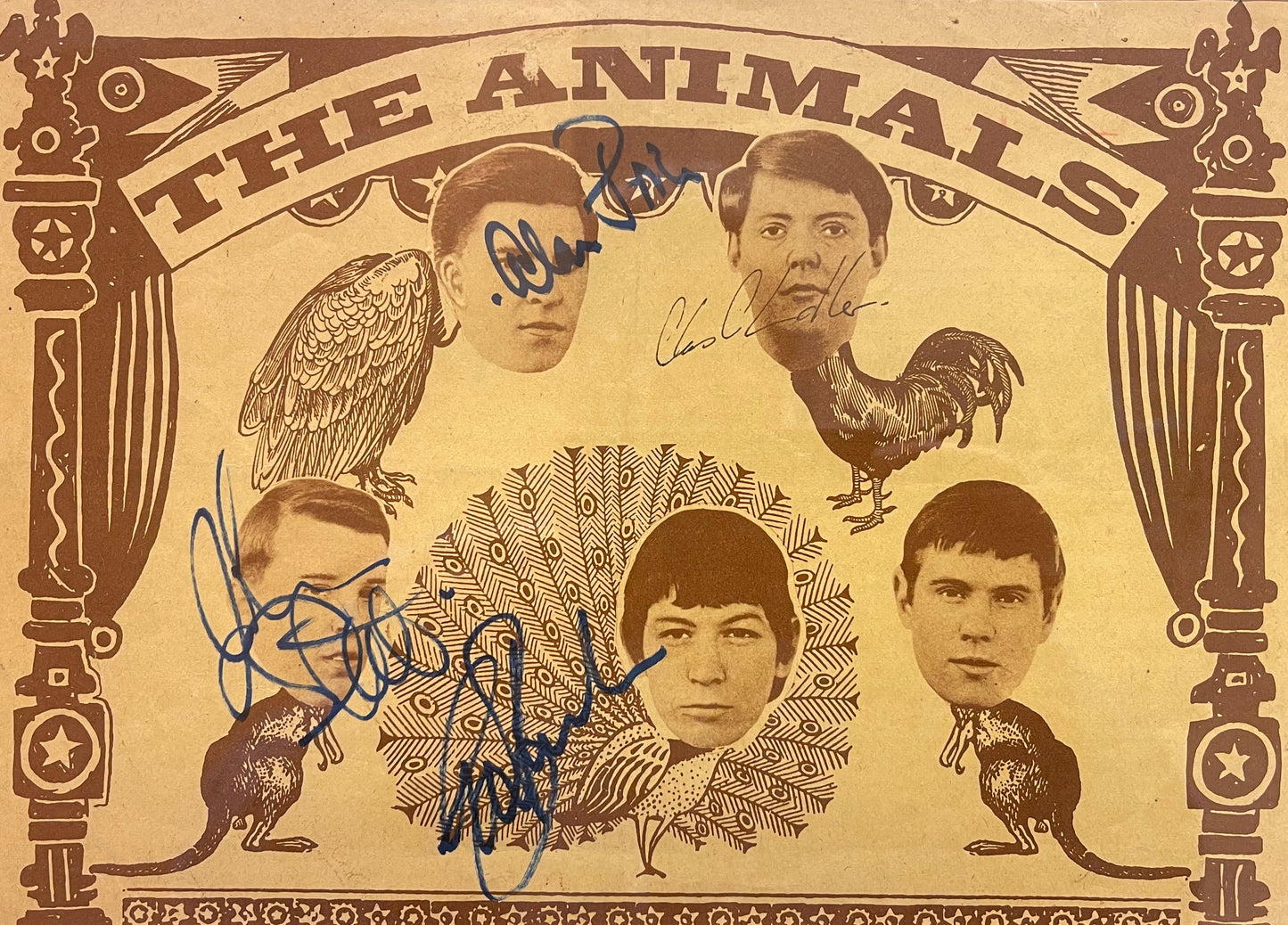 THE ANIMALS - BAND HAND SIGNED FRAMED PUBLICITY PHOTO AND COA