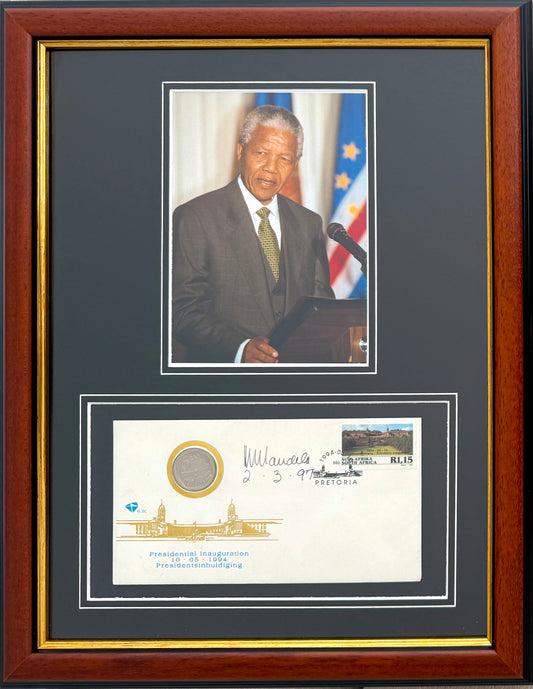 Nelson Mandela, Former South African President, Hand Signed FDC Photo Presentation, With COA