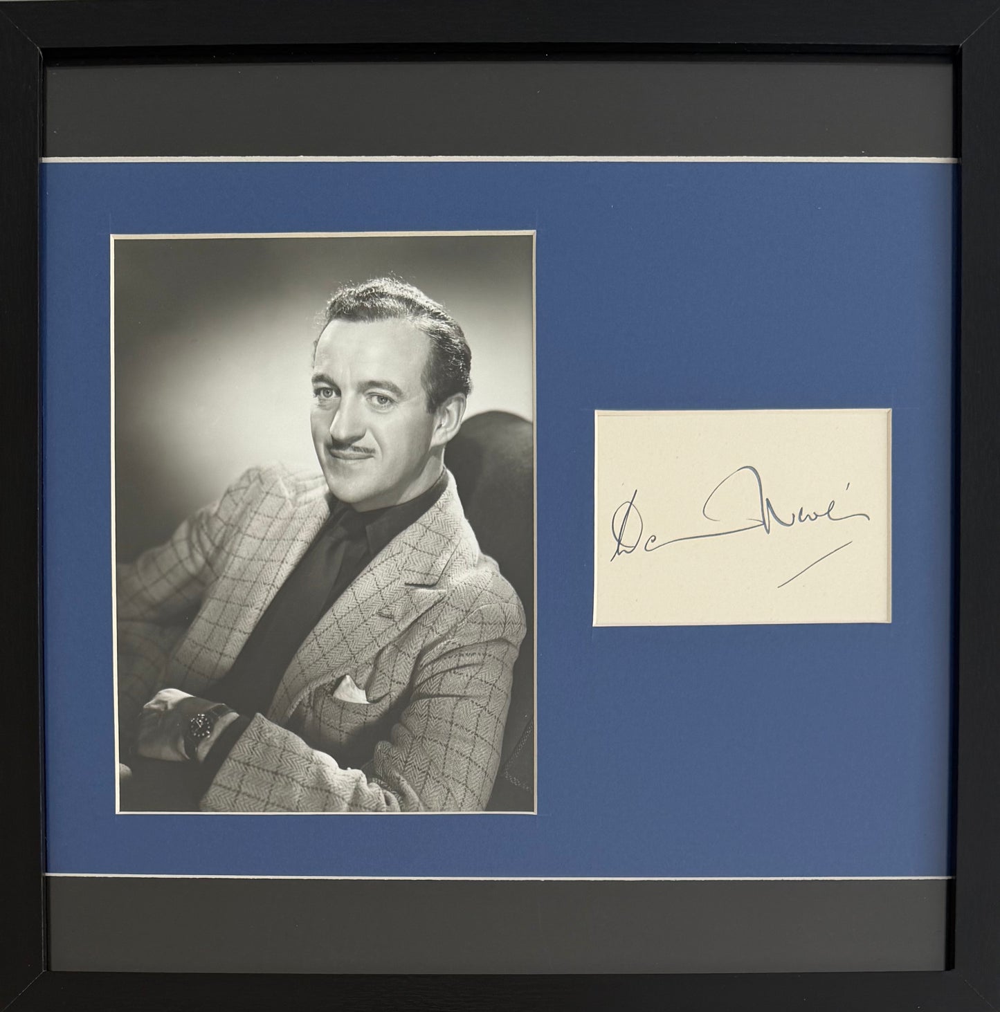 David Niven, Hand Signed Card With Original Mounted Publicity Photo & COA
