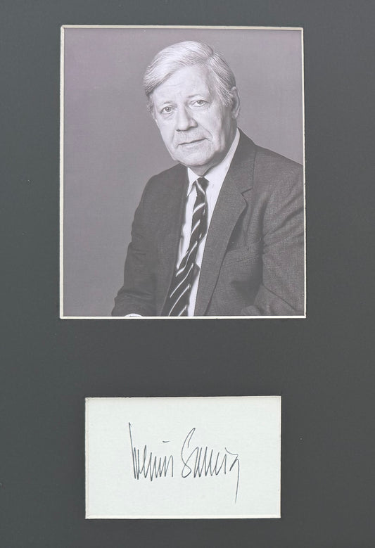 Helmut Schmidt Former German Chancellor, Hand Signed Card, Photo Presentation & COA