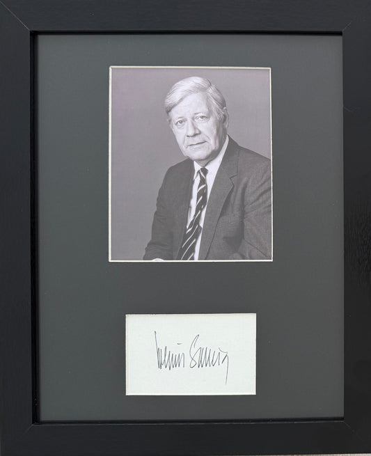 Helmut Schmidt Former German Chancellor, Hand Signed Card, Photo Presentation & COA